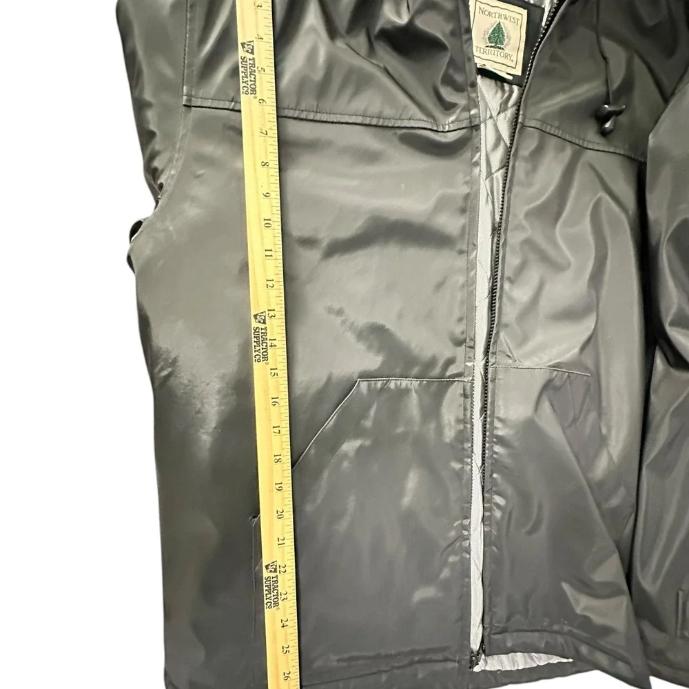 Northwest Territory Mens Large Black Hooded Rain Jacket‎ Windbreaker Coat
